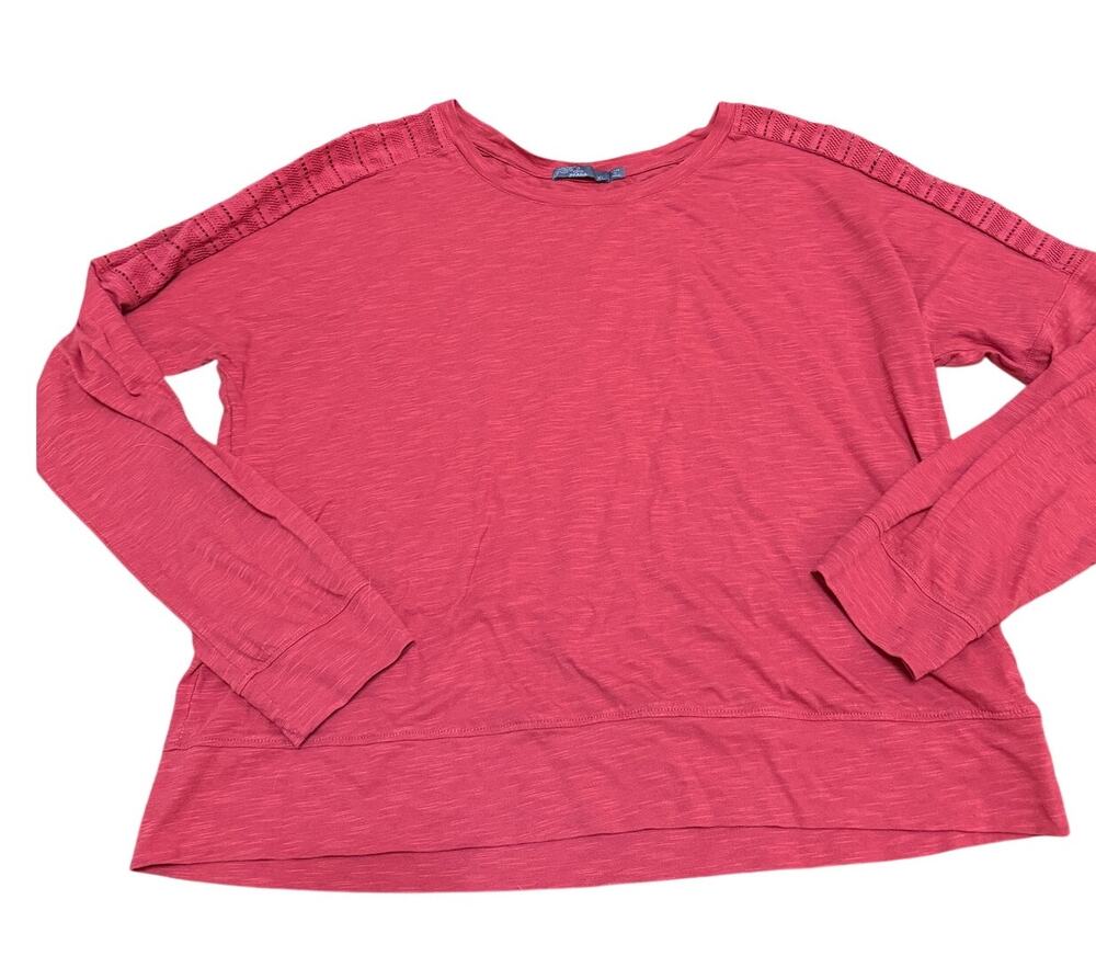 prAna Long Sleeve Crochet Shoulder Shirt - Rust - Size XL